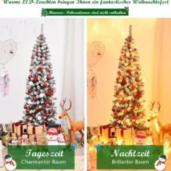 180cm künstlicher Bleistift-Weihnachtsbaum Beleuchteter faltbarer Kiefernbaum Tannenbaum