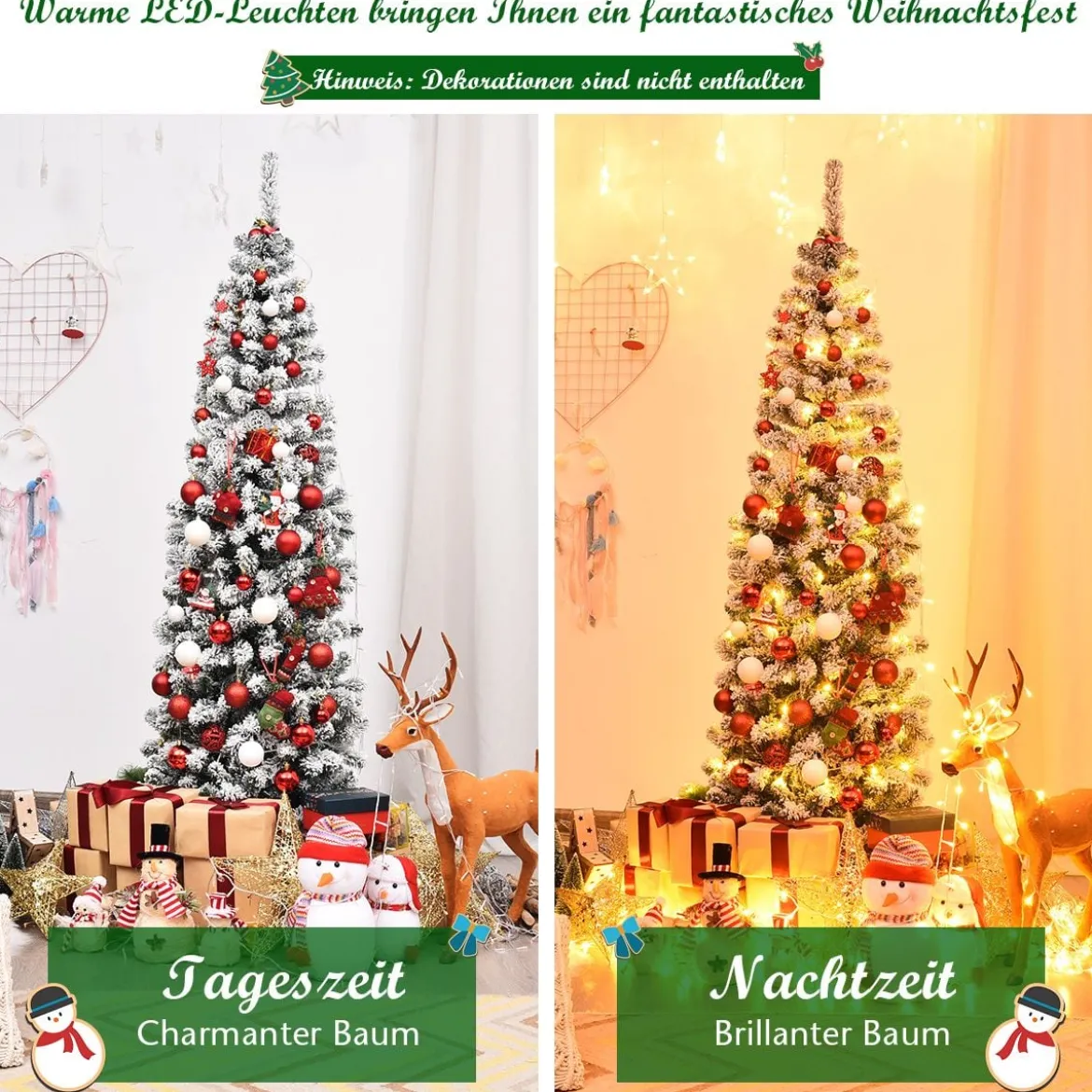 180cm künstlicher Bleistift-Weihnachtsbaum Beleuchteter faltbarer Kiefernbaum Tannenbaum