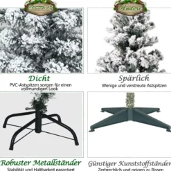 180cm künstlicher Bleistift-Weihnachtsbaum Beleuchteter faltbarer Kiefernbaum Tannenbaum