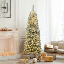 180cm künstlicher Bleistift-Weihnachtsbaum Beleuchteter faltbarer Kiefernbaum Tannenbaum