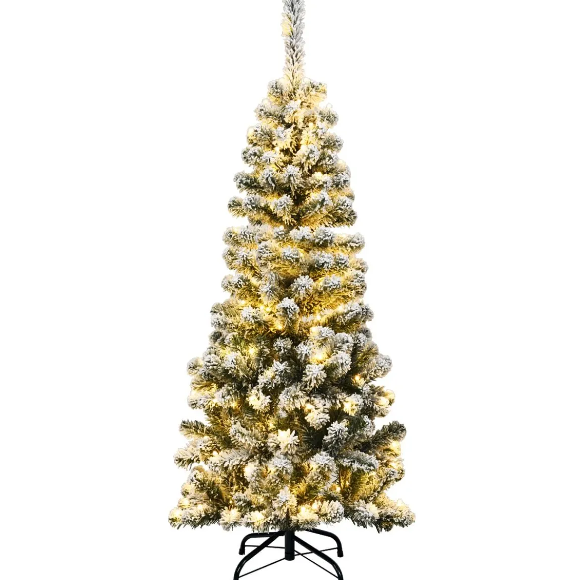 135 cm künstlicher Bleistift-Weihnachtsbaum mit Schnee und 150 LED-Lichtern