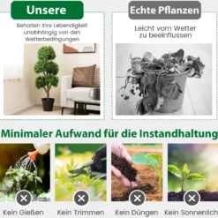 115 cm Künstlicher Buchsbaum im Topf mit 5 Kugeln Kunstpflanze Dekopflanze Kugelbaum