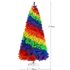 210cm Künstlicher bunter Weihnachtsbaum mit Metallständer PVC Baum mit 1213 Tannen Weihnachtsbaum faltbar