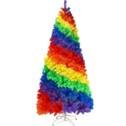 210cm Künstlicher bunter Weihnachtsbaum mit Metallständer PVC Baum mit 1213 Tannen Weihnachtsbaum faltbar
