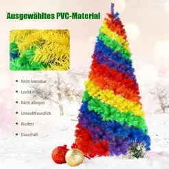 210cm Künstlicher bunter Weihnachtsbaum mit Metallständer PVC Baum mit 1213 Tannen Weihnachtsbaum faltbar