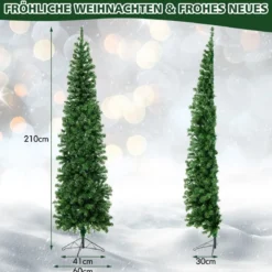 210 cm Künstlicher Halber Weihnachtsbaum Festtagsbaum mit 150 LED-Leuchten