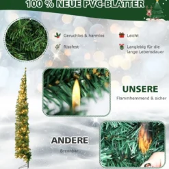 210 cm Künstlicher Halber Weihnachtsbaum Festtagsbaum mit 150 LED-Leuchten