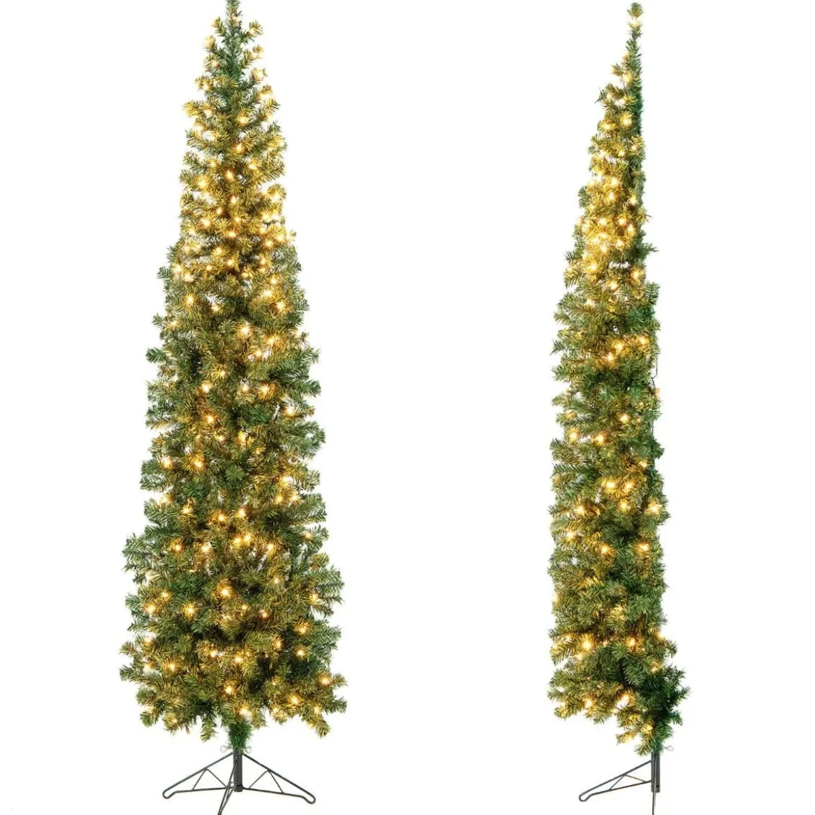 210 cm Künstlicher Halber Weihnachtsbaum Festtagsbaum mit 150 LED-Leuchten