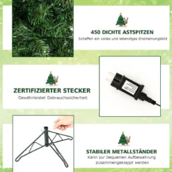 210 cm Künstlicher Halber Weihnachtsbaum Festtagsbaum mit 150 LED-Leuchten
