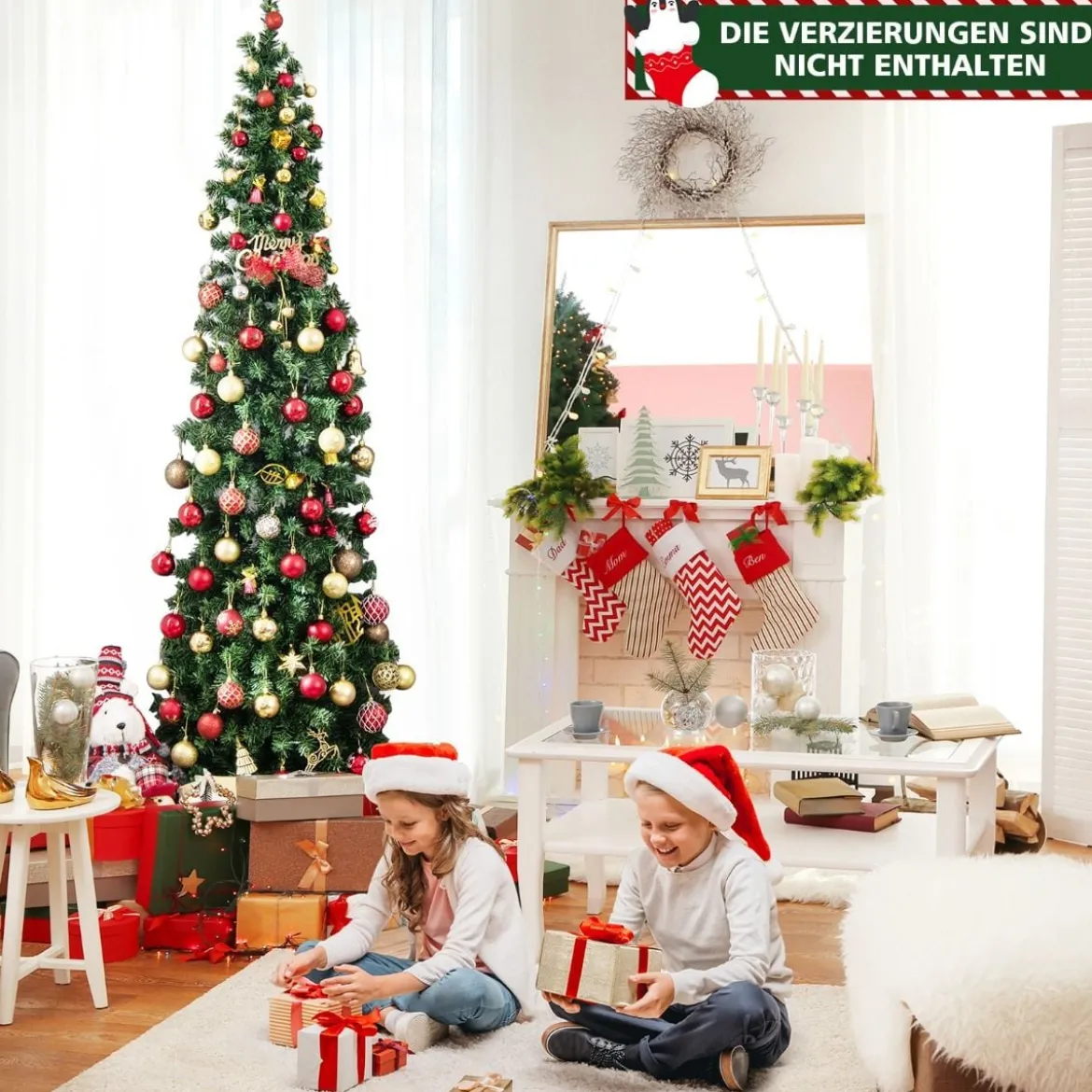 210 cm Künstlicher Halber Weihnachtsbaum Festtagsbaum mit 150 LED-Leuchten