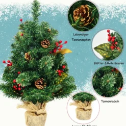 60 cm Künstlicher Kiefern Tischweihnachtsbaum mit Sackleinen Basis