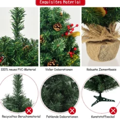 60 cm Künstlicher Kiefern Tischweihnachtsbaum mit Sackleinen Basis