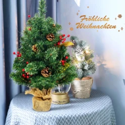 60 cm Künstlicher Kiefern Tischweihnachtsbaum mit Sackleinen Basis