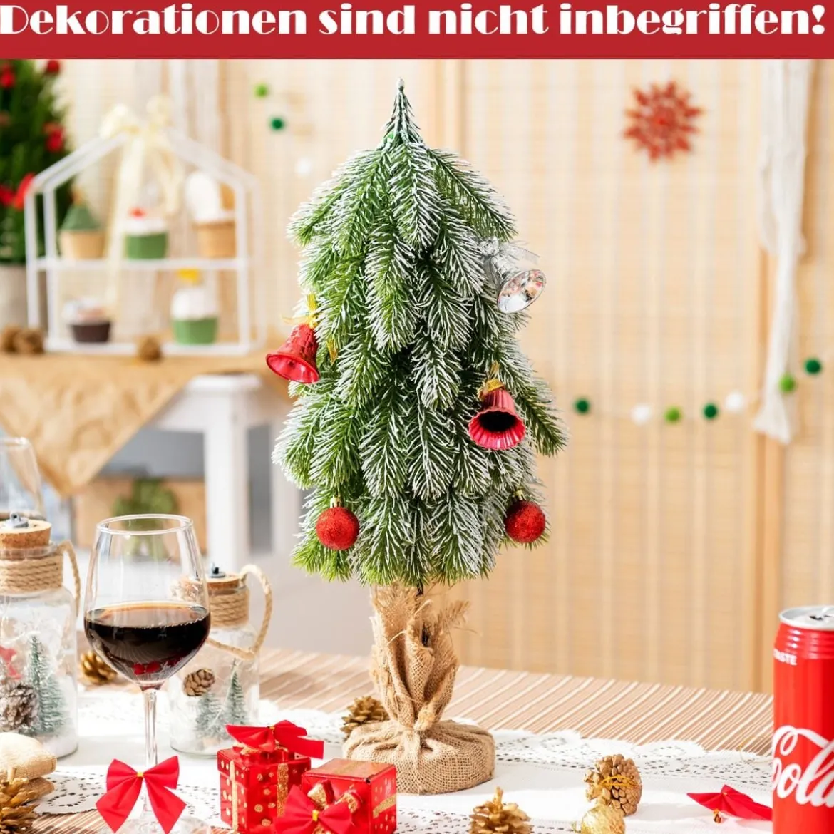 49 cm künstlicher Tisch-Weihnachtsbaum mit Schnee aus neuem PE Miniatur-Weihnachtsbaum Grün + Weiß