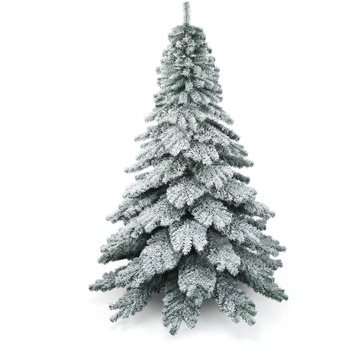 225 cm Künstlicher Weihnachtsbaum mit Schnee Tannenbaum mit Metallständer Grün + Weiß