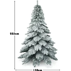225 cm Künstlicher Weihnachtsbaum mit Schnee Tannenbaum mit Metallständer Grün + Weiß