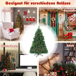 135cm Künstlicher Weihnachtsbaum mit 5 Farbwechseln Christbaum mit Metallständer grün