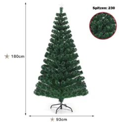 180 cm Künstlicher Weihnachtsbaum Beleuchteter Lichtleitfaser Baum mit LED Lichter Grün