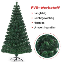 180 cm Künstlicher Weihnachtsbaum Beleuchteter Lichtleitfaser Baum mit LED Lichter Grün