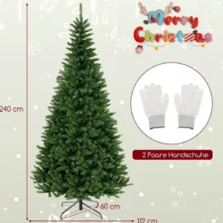 240 cm Künstlicher Weihnachtsbaum mit Beleuchtung für 270° Ecke Kunstbaum Weihnachten für Zuhause Grün