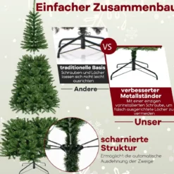 240 cm Künstlicher Weihnachtsbaum mit Beleuchtung für 270° Ecke Kunstbaum Weihnachten für Zuhause Grün