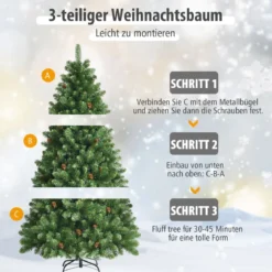 180 cm Künstlicher Weihnachtsbaum Klappbarer Tannenbaum Grün