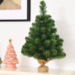 60/90cm Künstlicher Weihnachtsbaum Tannenbaum mit Zementbasis Christbaum Grün
