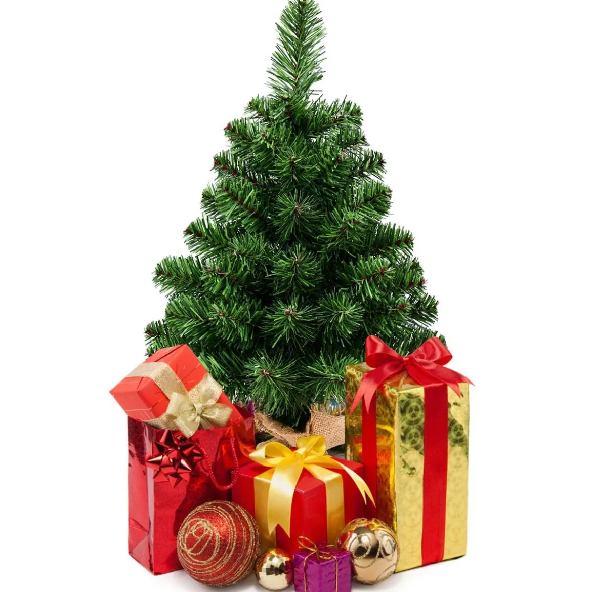 60/90cm Künstlicher Weihnachtsbaum Tannenbaum mit Zementbasis Christbaum Grün