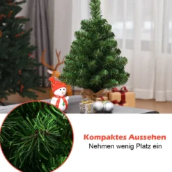 60/90cm Künstlicher Weihnachtsbaum Tannenbaum mit Zementbasis Christbaum Grün