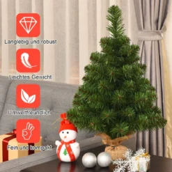60/90cm Künstlicher Weihnachtsbaum Tannenbaum mit Zementbasis Christbaum Grün