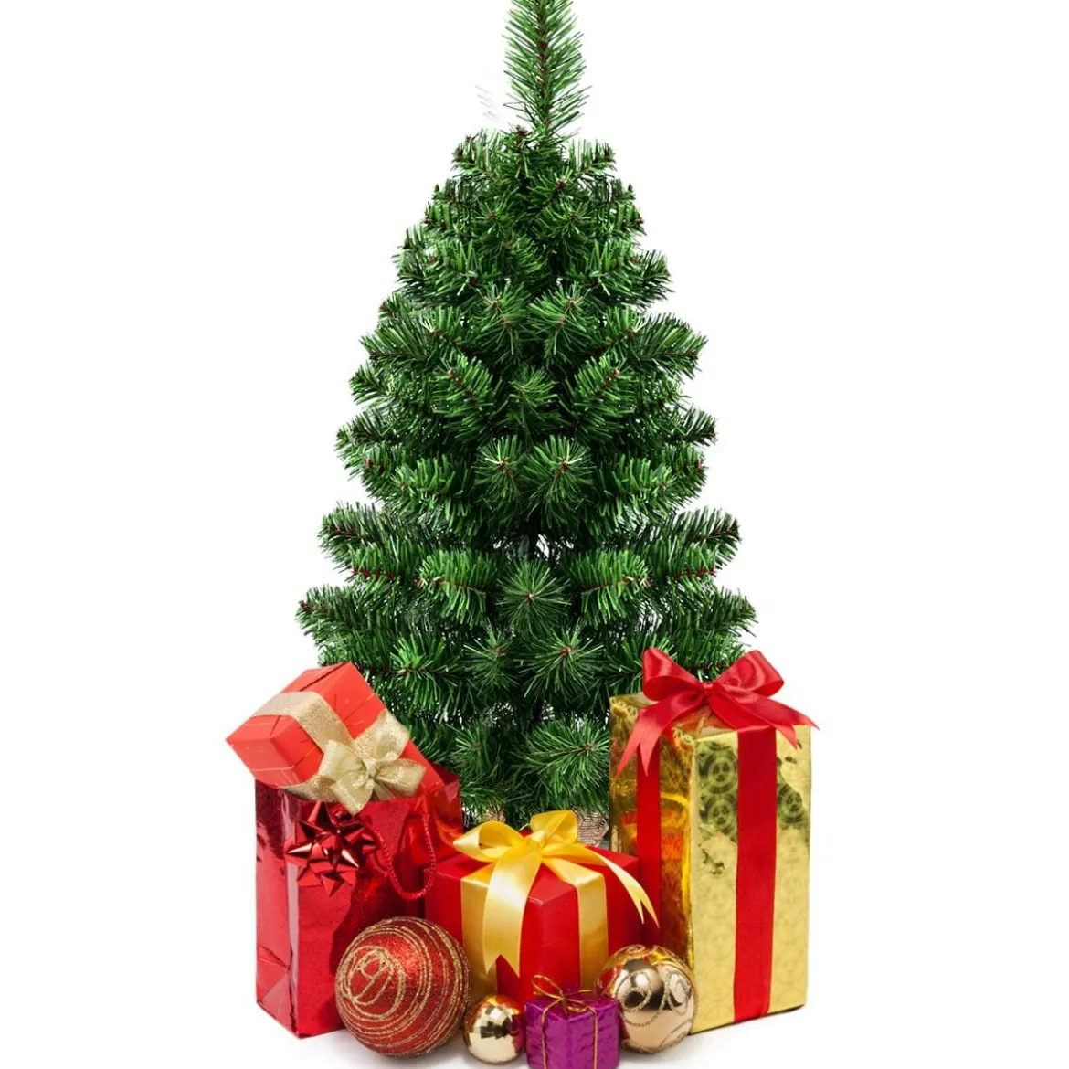 60/90cm Künstlicher Weihnachtsbaum Tannenbaum mit Zementbasis Christbaum Grün