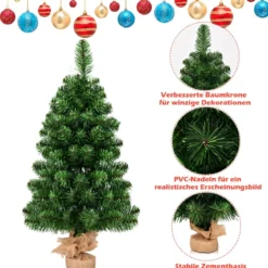 60/90cm Künstlicher Weihnachtsbaum Tannenbaum mit Zementbasis Christbaum Grün