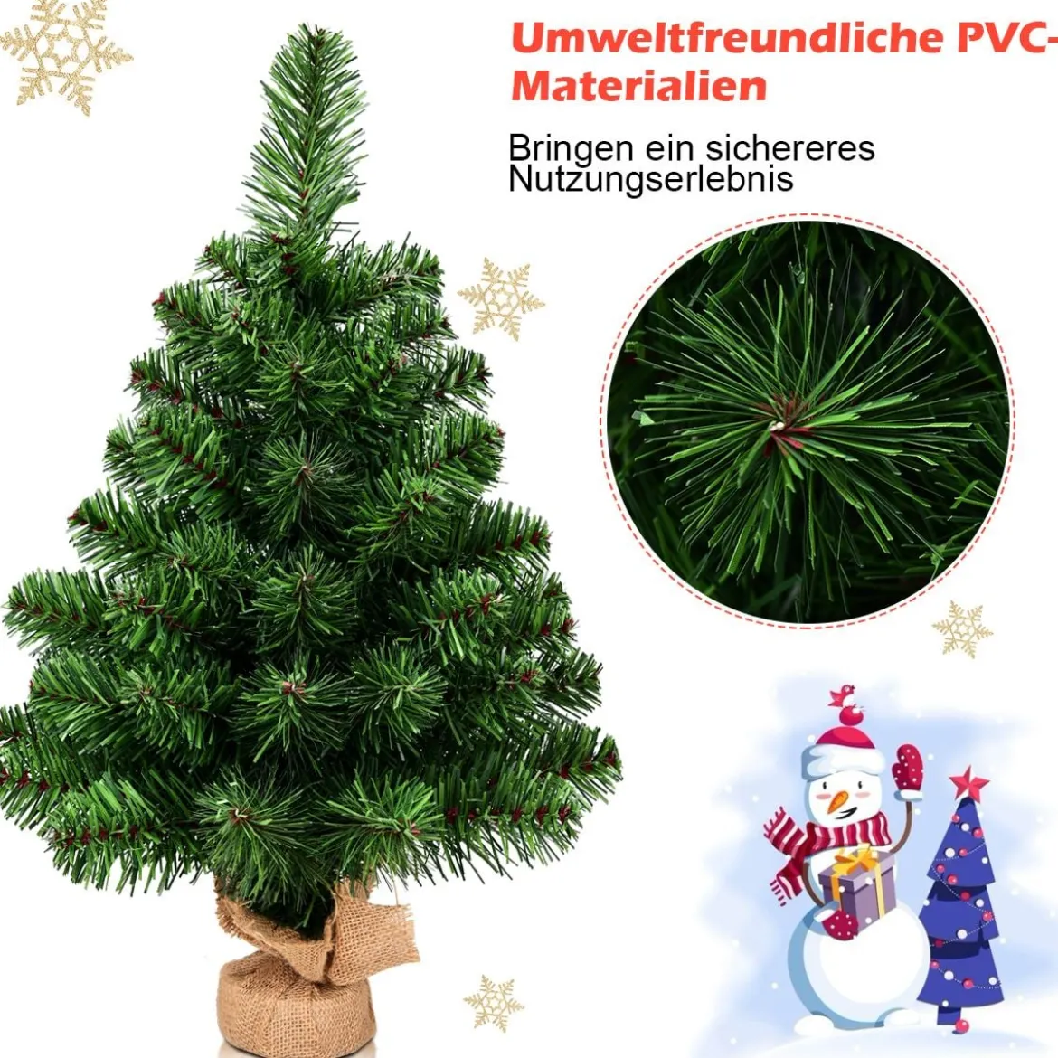 60/90cm Künstlicher Weihnachtsbaum Tannenbaum mit Zementbasis Christbaum Grün