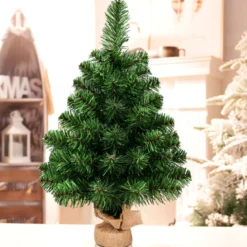 60/90cm Künstlicher Weihnachtsbaum Tannenbaum mit Zementbasis Christbaum Grün