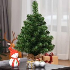 60/90cm Künstlicher Weihnachtsbaum Tannenbaum mit Zementbasis Christbaum Grün