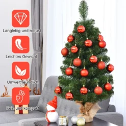 60/90cm Künstlicher Weihnachtsbaum Tannenbaum mit Zementbasis Christbaum Grün
