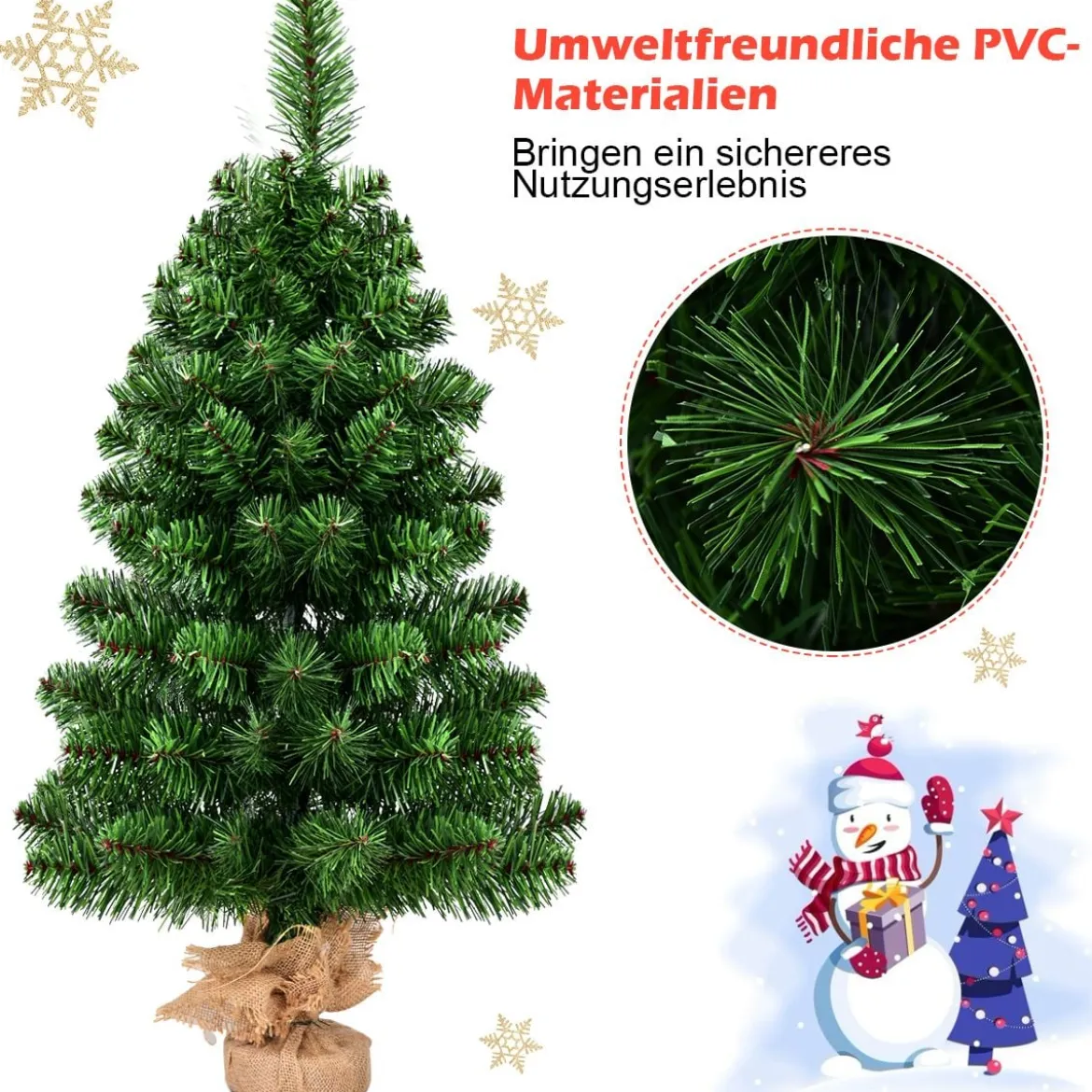 60/90cm Künstlicher Weihnachtsbaum Tannenbaum mit Zementbasis Christbaum Grün
