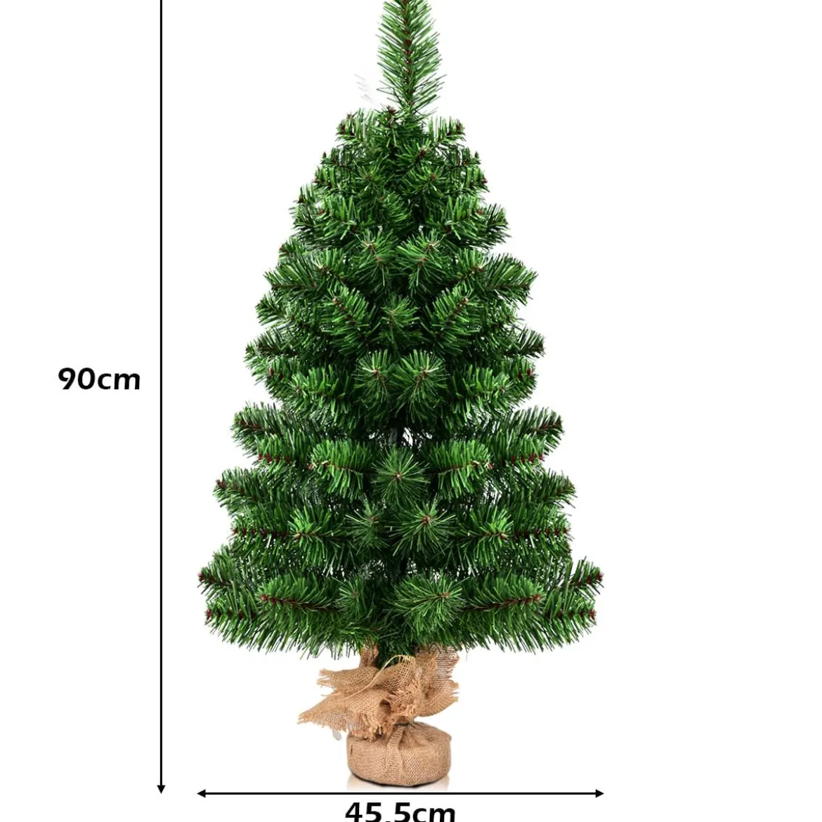 60/90cm Künstlicher Weihnachtsbaum Tannenbaum mit Zementbasis Christbaum Grün