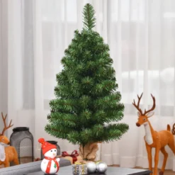 60/90cm Künstlicher Weihnachtsbaum Tannenbaum mit Zementbasis Christbaum Grün