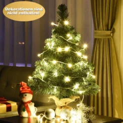 60/90cm Künstlicher Weihnachtsbaum Tannenbaum mit Zementbasis Christbaum Grün