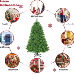 180 cm Künstlicher Weihnachtsbaum Christbaum PVC Nadeln Kunstbaum mit Metallständer Grün