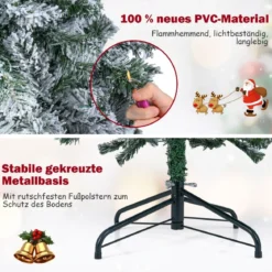 150 cm Künstlicher Weihnachtsbaum mit 180 Warmweißen LED-Lichtern & Schnee Bleistift Tannenbaum