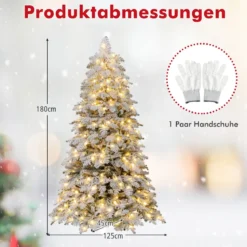 180 cm Künstlicher Weihnachtsbaum schneebedeckter Weihnachtsbaum vormontierter klappbarer Tannenbaum Grün