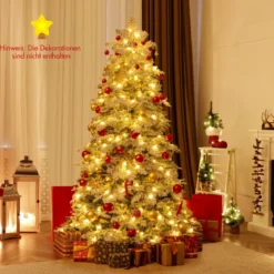 180 cm Künstlicher Weihnachtsbaum schneebedeckter Weihnachtsbaum vormontierter klappbarer Tannenbaum Grün