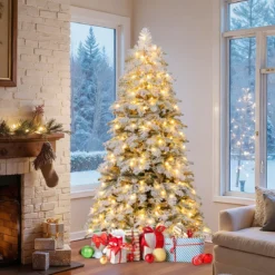 180 cm Künstlicher Weihnachtsbaum schneebedeckter Weihnachtsbaum vormontierter klappbarer Tannenbaum Grün