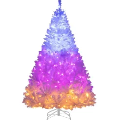 180 cm Künstlicher Weihnachtsbaum mit 3-farbigen LED Lichtern Tannenbaum Christbaum Weiß