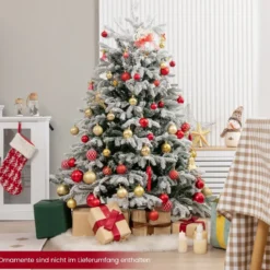 135 cm Künstlicher Weihnachtsbaum mit Schnee & 688 gemischten Zweigspitzen Tannenbaum