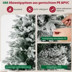 135 cm Künstlicher Weihnachtsbaum mit Schnee & 688 gemischten Zweigspitzen Tannenbaum