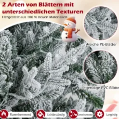 210 cm Künstlicher Weihnachtsbaum mit Beleuchtung & Schnee Tannenbaum Christbaum Kunstbaum