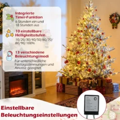 210 cm Künstlicher Weihnachtsbaum mit Beleuchtung & Schnee Tannenbaum Christbaum Kunstbaum